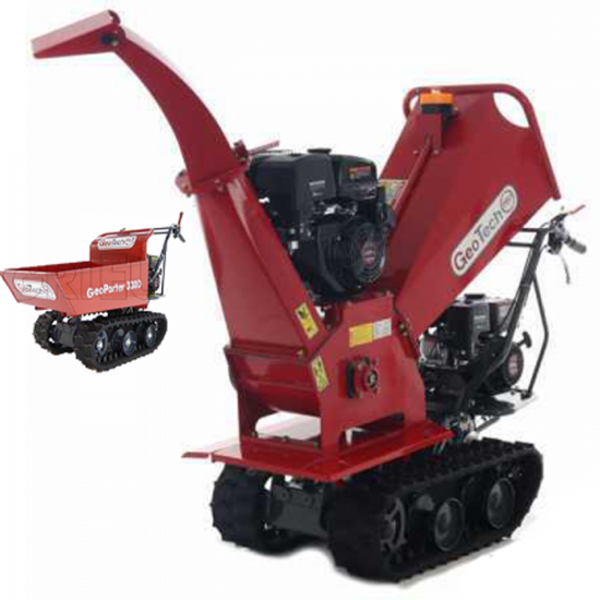 GeoTech PRO BMS155 LE - Hu00e4cksler mit Raupenantrieb und Motorschubkarre  - Motor 6,5/15 PS - Dumper