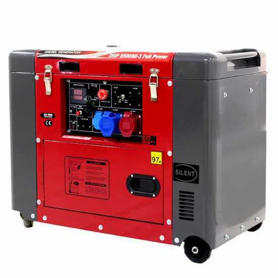 GeoTech Pro DGP 8500SE-3 -  Leiser Diesel-Stromerzeuger mit Ru00e4dern mit AVR-Regelung 6 kW - Dauerleistung 5.5 kW Full-Power