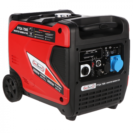 GeoTech-Pro PTGA 7500 - Leiser Inverter-Stromerzeuger mit Ru00e4dern 5,8 kw - Dauerleistung 5,5 kw - 230V