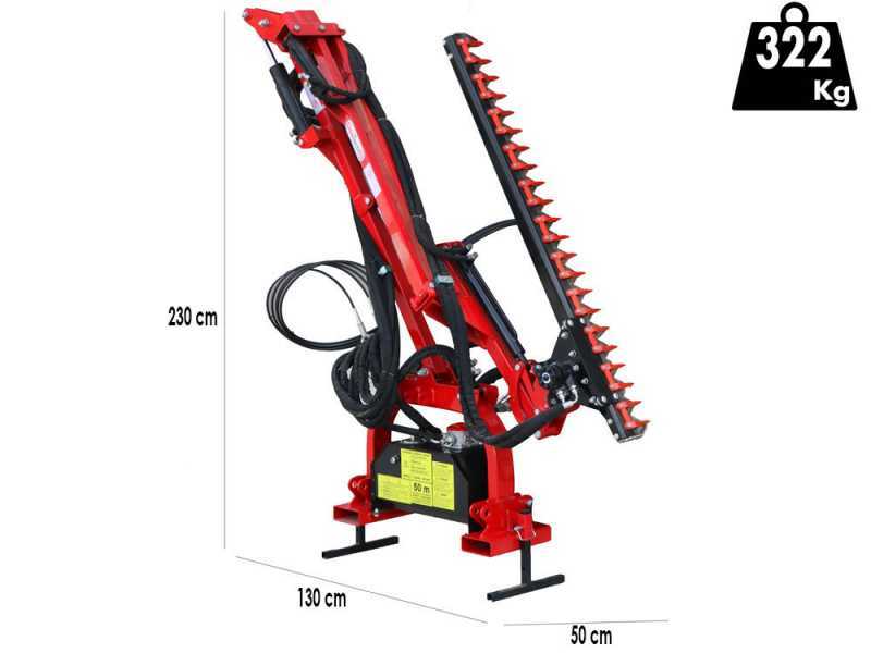GeoTech-Pro THT 175 - Heckenschneider-Ausleger fu00fcr Traktor mit seitlichem Schwenkbereich