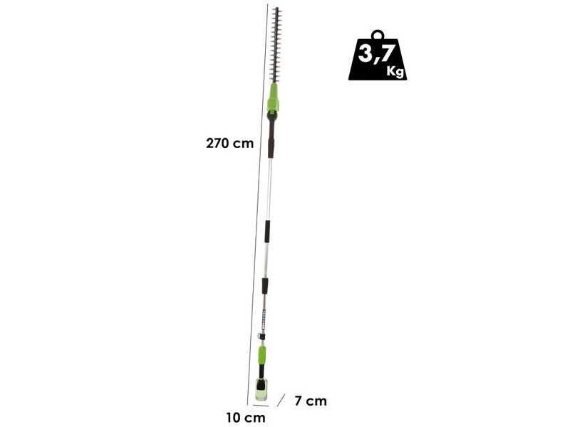 Greenworks G48PHTII - Akku-Heckenschere auf Verlu00e4ngerungsschaft - SOLO - ohne Akku und Ladegeru00e4t