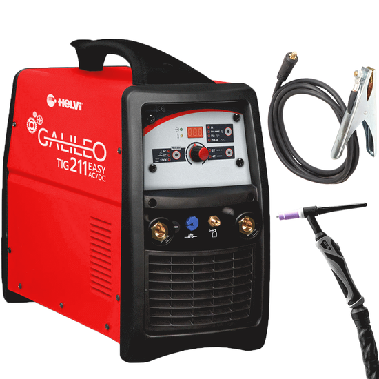 Helvi Galileo TIG 211 easy AC/DC - Inverter-Schweiu00dfgeru00e4t (MMA, WIG HF oder LIFT) + KIT, Wechselstrom/Gleichstrom (AC/DC)