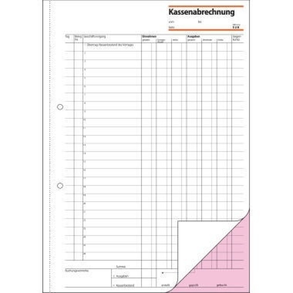 Kassenabrechnung Formular