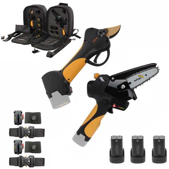 Kit Akku-Astkettensu00e4ge Flora PCP100A + elektrische Baumschere Agritec Flora PC32