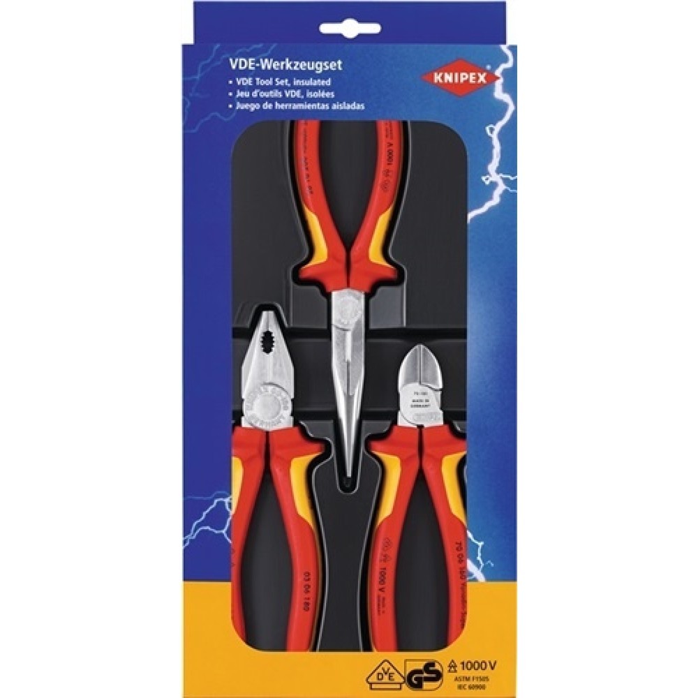 KNIPEX Zangensatz Elektro-Paket VDE, 3-tlg.