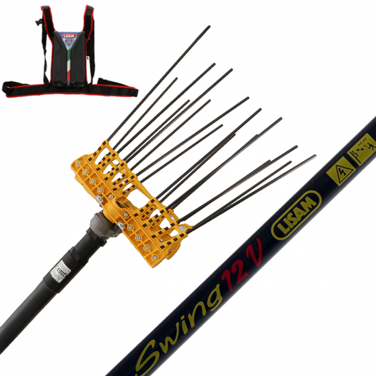 Lisam Swing - Elektrischer Akku-Olivenru00fcttler - Feste Stange - 12V 56Ah Akku