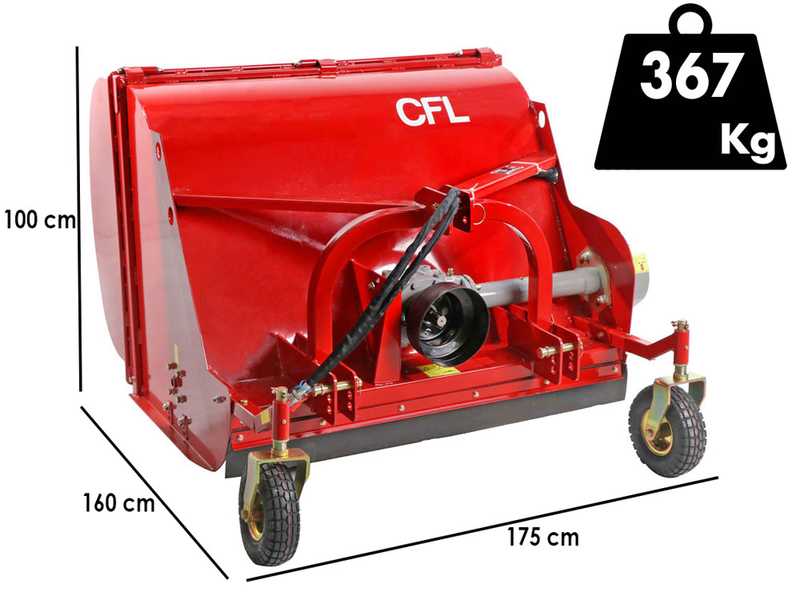 Mulcher fu00fcr Traktor mit Fangsack GeoTech Pro CFL160 - Wiesenmulcher - Mittlere Reihe