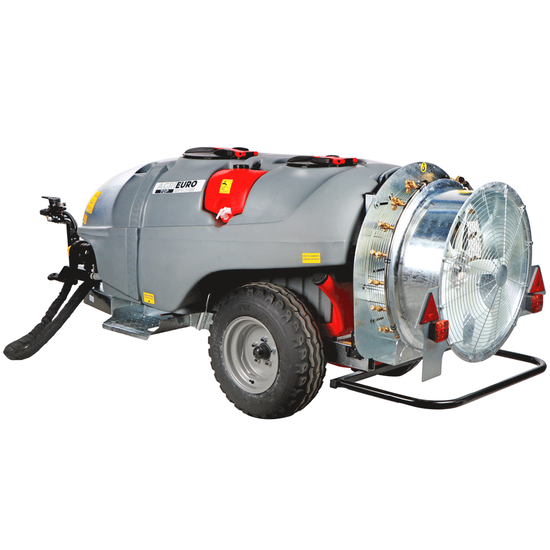 Nachlauf- Geblu00e4sespritze Gray T Car 1500/80 mit Traktoranschluss fu00fcr die Spru00fchbehandlung - Fassungsvermu00f6gen 1500 l - Pumpe AR1064