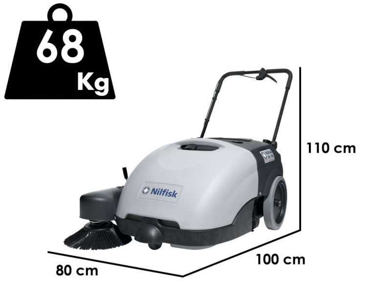 Nilfisk SW750 - Selbstfahrende Kehrmaschine mit Kehrgutbehu00e4lter 12V - 46Ah
