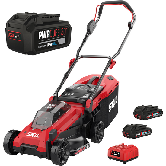 PROMO - SKIL 0130 BA - Akku-Rasenmu00e4her - 2x20V/2ah - 34 cm Schnittbreite