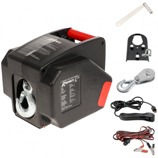Ribimex PE12V - Batteriebetriebene Seilwinde 12V - mit Fernbedienung