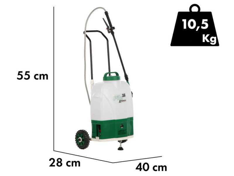 Ribimex PILA 16 - Akku-Spru00fchpumpe mit Ru00e4dern - 16 Liter - 12V/8Ah