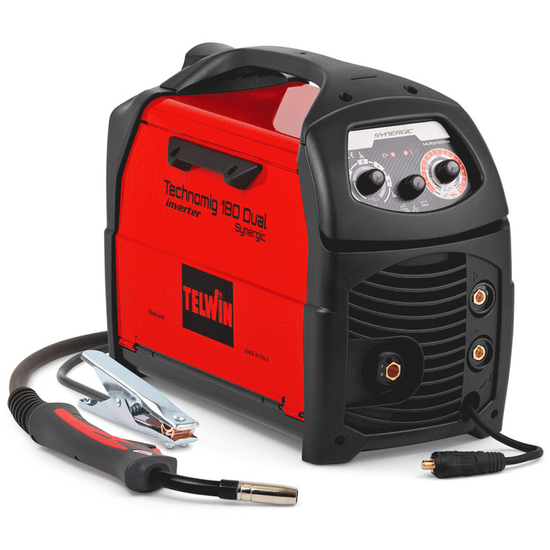 Telwin Technomig 180 Dual Synergic - Mehrprozess-Schweiu00dfmaschine mit Invertertechnik (MIG-MAG/FLUX/BRAZING/MMA/TIG LIFT) - NO GAS