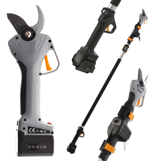 Volpi KV390 - Akku-Baumschere - 2x 21.6V 2.5Ah + Verlu00e4ngerungsschaft