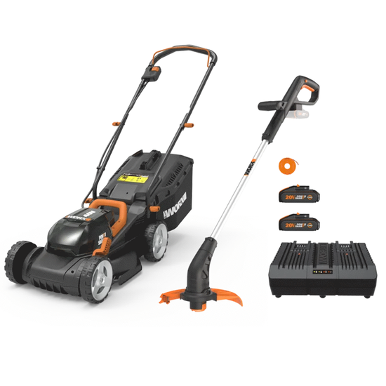 WORX twin pack WG927E - Akku-Rasenmu00e4her / Rasentrimmer - 40V - 2x 2Ah